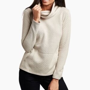 Kuhl Quilted Cowl Neck Pullover Hoodie in Light Beige
